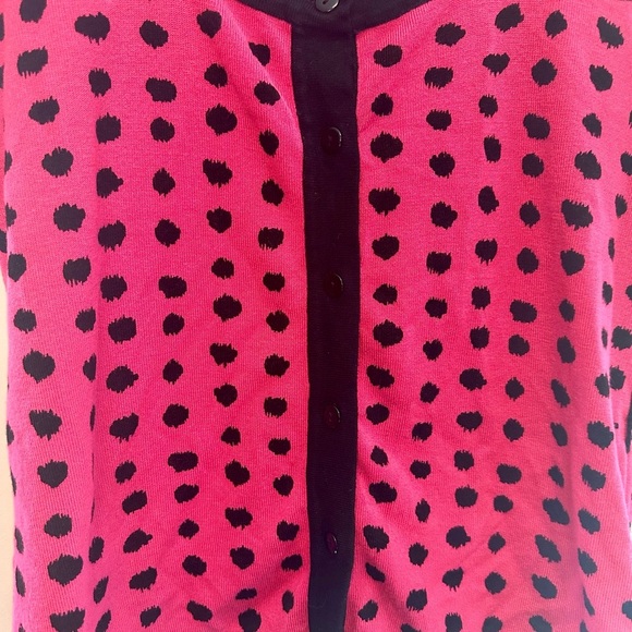Red Brand Pink and Black Polka Dot Button Down Cardigan Small - Picture 2 of 5